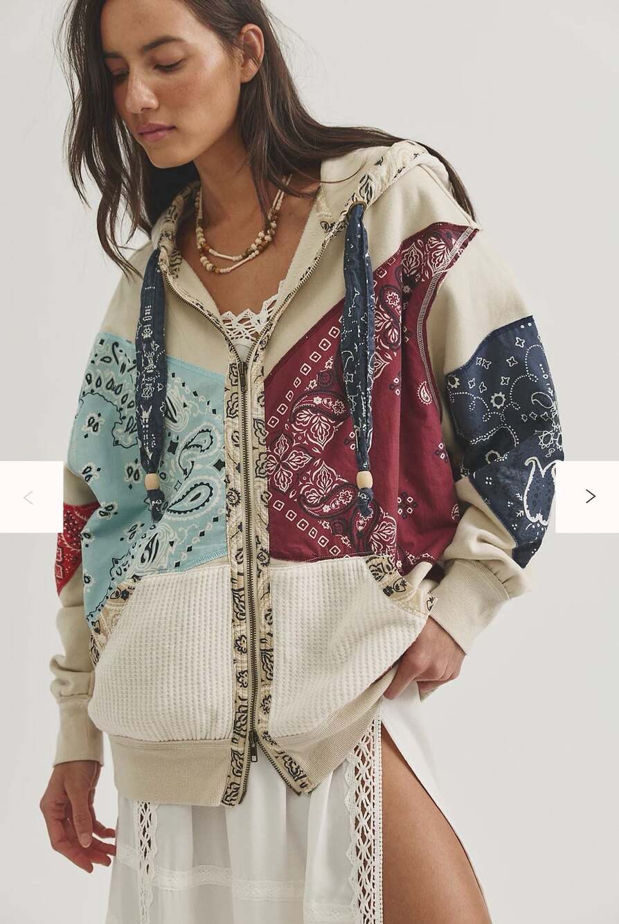 We The Free Patchwork Club Hoodie Size Medium NWT RETAIL $228